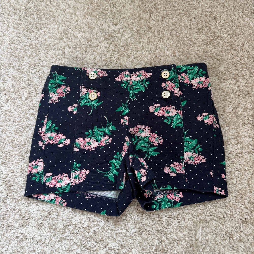 Janie and Jack Navy Floral High Waist Shorts
